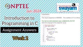 Introduction to programming in C NPTEL 2024 Week 2 Assignment Answers [upl. by Owen643]