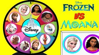 DISNEY Frozen VS Moana Spinning Wheel Game Punch Box Toy Surprises [upl. by Ahsad138]