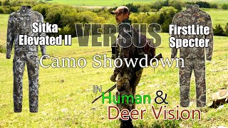 Sitka Elevated II Versus FirstLite Specter  Camo Showdown on 16 Backgrounds Human and Deer Vision [upl. by Pentha]