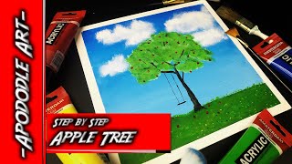 How to Paint an Apple Tree  Step by Step for Beginners  Sponge Painting  S1E7 [upl. by Anoik]