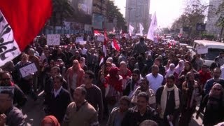 Manifestations en Egypte pour lanniversaire de la quotrévolutionquot [upl. by Eisdnyl]