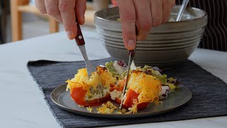 Gefüllte Paprika mit Kartoffelhaube aus dem Ofen leckere VeggieKüche [upl. by Belmonte]