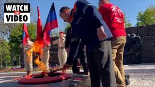 Donetsk Peoples Republic leader holds Victory Day Parade in Mariupol [upl. by Alister]