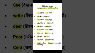 quotHomophonesसमान ध्वनि लेकिन अर्थ भिन्नquot  Easy to learnhomophones englishgrammar spokenenglish [upl. by Hulburt]