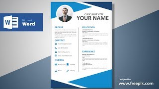 Awesome Blue Resume Design Tutorial in Microsoft Word Silent Version  CV Designing [upl. by Nyvek]