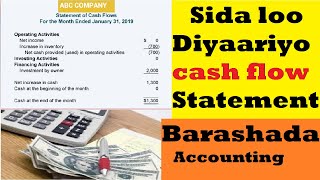 cash flow barashada accounting  Sida loo diyaariyo cash flow statement casharkii 29 [upl. by Gwendolyn229]