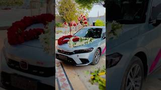 Beautiful Double Heart Wedding Car Decorations shorts trending viral [upl. by Hebrew]