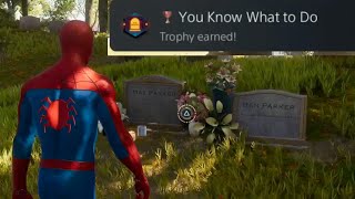 How to quotvisit aunt mays gravequot  you know what to do trophy guide  Marvels spiderman 2 [upl. by Simsar]