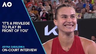 Aryna Sabalenka OnCourt Interview  Australian Open 2024 Semifinal [upl. by Oiramel]