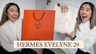 HERMES UNBOXING amp REVIEW Evelyne 29 Unboxing How To Style What It Fits [upl. by Yruama]