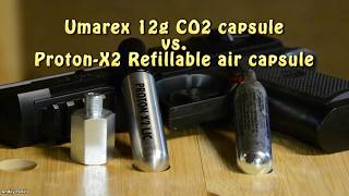 Umarex 12g CO2 vs ProtonX2 refillable HPA capsule [upl. by Pelage761]