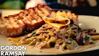 Mushroom Leek and Tarragon Pasta  Gordon Ramsay [upl. by Ttirb]