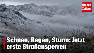 Schnee Regen Sturm Jetzt erste Straßensperren  kronetv NEWS [upl. by Onibag]