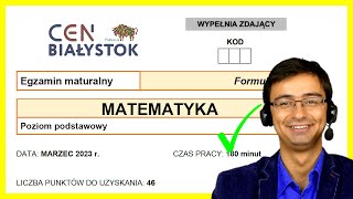 Matura z Matematyki CEN Białystok Podstawa F23 202203 próbna cały arkusz [upl. by Fanchet]