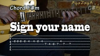 Sign Your Name  Tabs and Chords como tocar レッスン  урок табулатуры [upl. by Diskson]