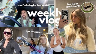 weekly vlog how im feeling about the marathon hockey i got wry neck 🤕 hair  skin appointments [upl. by Yrallih]