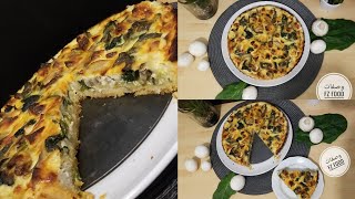 كيش بالسبانخ، الفطر والدجاج، بعجينة سهلة 👌 quiche au épinards champignons et poulet 😍 [upl. by Ahsikin586]