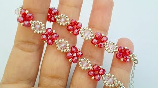 DIY Beaded Crystal Bracelet and Seed Bead Bracelet Tutorial Easy Beading for Beginners [upl. by Laeira]