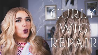 Wig Tutorial  Repairing A Curly Synthetic Wig With Steam  Jesse M Simons [upl. by Redan762]