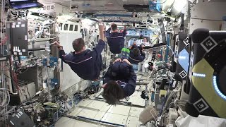 Astronauts show off synchronized space swimming skills on space station [upl. by Idhem541]