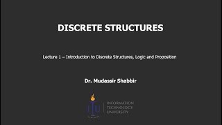 Discrete Structures  DrMudassir Shabbir [upl. by Vokay]