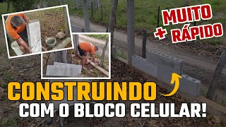 A OBRA É  RÁPIDA Bloco de Concreto Celular rendeu e o muro está SUBINDO [upl. by Irt]