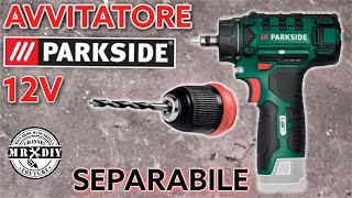 Trapano avvitatore 12V Parkside Lidl con mandrino separabile PBSA 12 D2 A batteria ricaricabile [upl. by Mccarty]