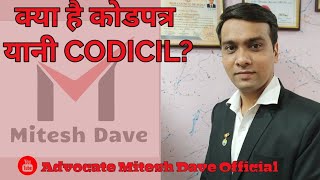 क्या है कोडपत्र यानी Codicil  codicil कोडपत्र वसीयतनामा वसीयत क़ानून संविधान LAW Familylaw [upl. by Ardnajela]