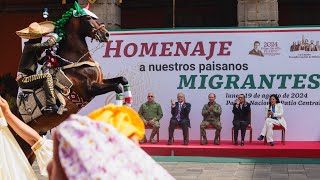 Homenaje a migrantes mexicanos desde Palacio Nacional Conferencia presidente AMLO [upl. by Kruse]