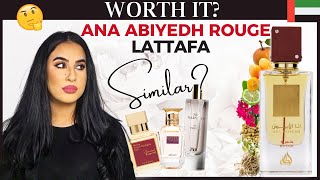 WORTH IT ANA ABIYEDH ROUGE BY LATTAFA  Review amp Comparison with RED TEMPTATION amp VIOLET BOUQUET [upl. by Bonnibelle]