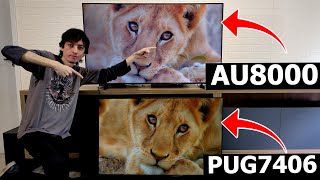 SAMSUNG AU8000 vs PHILIPS PUG7406  Qual MELHOR TV de entrada FILMES GAMES SOM SISTEMA E MAIS [upl. by Une]