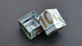 Excellent Money GIFT BOX  Origami Dollar Tutorial DIY [upl. by Ardnwahs]