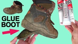 How to Fix a SHOE with the Heel Falling off GLUE Re Attach Boot Sole with E6000 Flexible [upl. by Audres696]