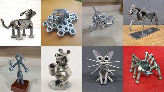 Small welding art projects with nut bolts  Welding projects for beginners welders metalworking [upl. by Enetsuj]