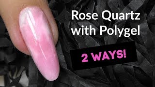 Marble  Rose Quartz Nail Design with Polygel on Dual forms  Sculptured Nail Tutorial [upl. by Petey]