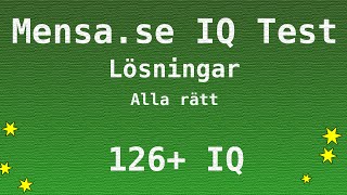 Mensase IQ Test  126 IQ  Lösningar  Alla rätt [upl. by Lingwood]