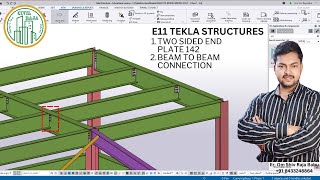 Two Sided End Plate 142  Beam To Beam Connection In Tekla Structures  Steel Detailing In Hindi [upl. by Atile]