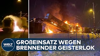 BRENNENDER GEISTERZUG Fahrerlose Lok rollt brennend weiter  FeuerwehrGroßeinsatz bei München [upl. by Wenn]