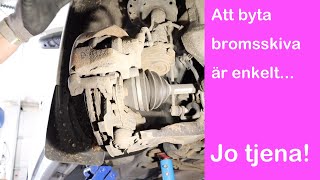 Byte av bromsskivor på en Volvo V70 2010 hu vilket meck [upl. by Anirtep]