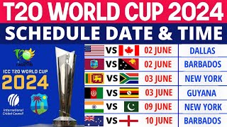 T20 World Cup 2024 Schedule  T20 World Cup 2024 Schedule Time Table  2024 T20 World Cup Schedule [upl. by Eicyac]