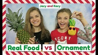 Real Food vs Ornament Challenge  Jacy and Kacy [upl. by Diahann]