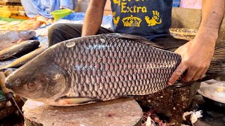 Amazing Cutting Skills  Fastest Big Rohu Fish Cutting By Expert Fish Cutter [upl. by Letnohc]