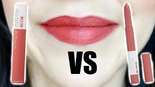 Maybelline SuperStay Matte Ink Liquid Lipstick VS Maybelline SuperStay Ink Crayon  Wear Test [upl. by Odnalra]