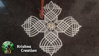 Easy Padi Kolam Design with 7x1 dots  Simple Padi Kolam  Beautiful Rangoli  Padi kolam Muggulu [upl. by Nomed]