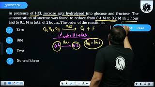 In presence of \\mathrmHCl\ sucrose gets hydrolysed into glucose and fructose The concentr [upl. by Riaj494]