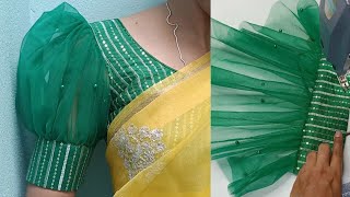 Organza ampNet Puffy Sleeves Design Cutting And Stitching Gauri Rawal [upl. by Ted]