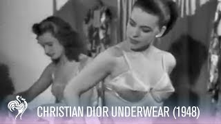 Modeling Christian Dior Underwear 1948  Vintage Fashions [upl. by Ariait]