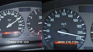 BMW E36 318is vs BMW E36 320i acceleration test [upl. by Ausoj]