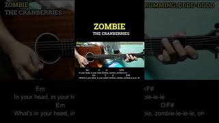 Zombie  The Cranberries  Guitar Chords with Lyrics  Guitar Tutorial shorts [upl. by Nuajed]