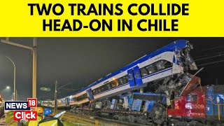 Two Trains Collide HeadOn In Chile Police Investigate Causes Of Unusual Incident  News18  N18G [upl. by Leeth]